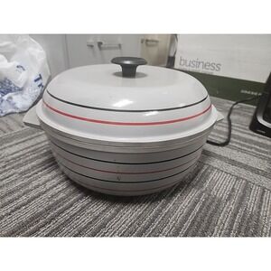 Vintage Regal Ware Cast Aluminum Pot Retro Grey Striped Pot: 4"‎ Deep 10.5" Dia